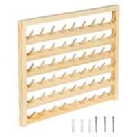 54 Spool Sewing Thread Stand, Wall Mount Sewing Thread Stand with Hook, Wooden Embroidery Organizer for Sewing