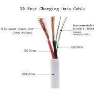 สายเคเบิลข้อมูลการชาร์จอย่างรวดเร็วของ3A 4 Core สาย USB OD 4.2มม. Cable-2Meters พลังงานโทรศัพท์มือถือ