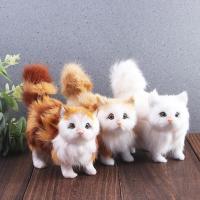 SENLINE Birthday Gift Cute Dolls Model Ornaments Toys Dolls Figurines Miniatures Cat Stuffed Toys Animal Plush Toys Simulation Plush Cat Cat Plush Doll