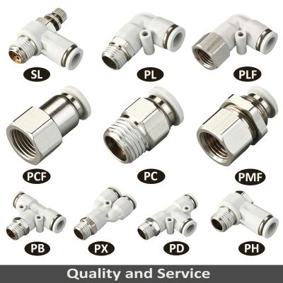 ♟﹊✿ Pneumatic Fitting Pipe Connectors High Quality White Hose Fittings 1/4 1/2 6mm 8mm BSP Thread Quick Coupling Air Tube Connector