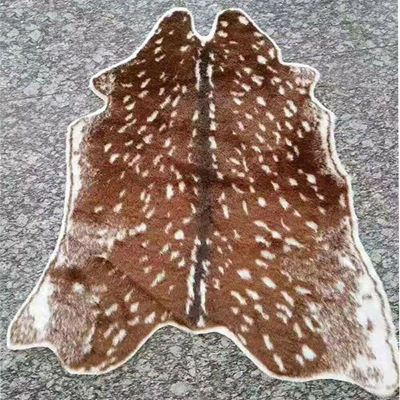 2021Sika Deer Skin Area Floor Rug Imitation Animal Skin Pelt Shape Handmade Velvet Imitation Leather Carpert