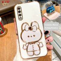 เคสโทรศัพท์ตัวยึดกระจกแต่งหน้ากระต่ายเคลือบ6D แฟชั่นสำหรับ Samsung Galaxy M31 M51 M52 A50 A50S A30S A70 A51 A71ชุบทองดีไซน์ใหม่ A02 A03 A01 A31 A20ฝาครอบ A7นิ่ม