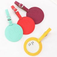 【DT】 hot  Fashion Travel Luggage Tags Round Shape PU Leather Baggage Suitcase Name Address Label Holder Luggage Tag Travel Accessories