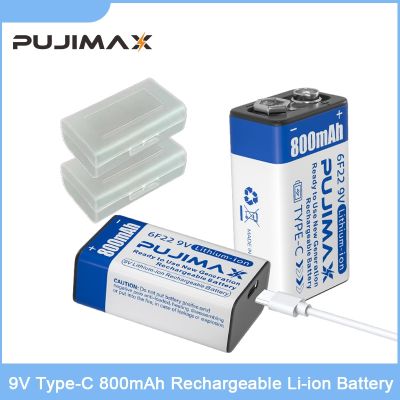 tzle25 PUJIMAX New 9V 800mAh Lithium-ion Rechargeable Battery Type-C USB 6F22 Battery For Multimeter Microphone Metal Detector Cable