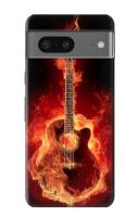 เคสมือถือ Google Pixel 7 ลายกีตาร์ไฟ Fire Guitar Burn Case For Google Pixel 7