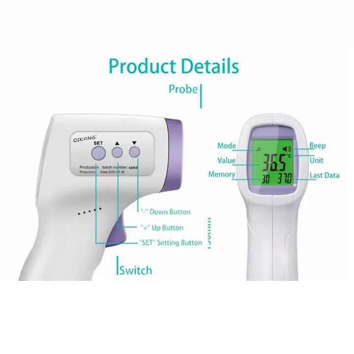 NonContact Infrared Thermometer Gun Forehead Body Temperature with