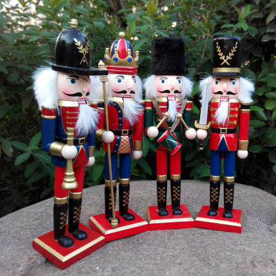 30cm Wooden Nutcracker Solider Doll Figurines Ornaments Office Desktop Crafts Kids Gifts Home Christmas Decoration New Year 2021