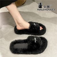 【July】 Male monkey slippers womens outer 2023 autumn and winter new net red cross non-slip thick-soled slip-on shoes