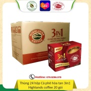 Giá sỉ liên hệ Thùng 24 hộp Cà phê hòa tan 3in1 Highlands Coffee 20 gói -