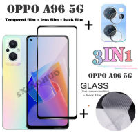 OPPO A96ฟิล์มกันรอยกระจกนิรภัย3 In 1,ฟิล์มกันรอยกระจกนิรภัยสำหรับ OPPO A96 5G ฟิล์มติดกล้อง + ฟิล์มติดด้านหลัง