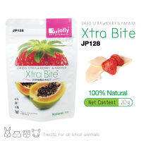 Jolly Xtra Bite Dried Strawberry&amp;Papaya สตรอว์เบอร์รี่และมะละกอ อบแห้ง สำหรับ กระต่าย แกสบี้ หนูแฮมสเตอร์ ชินชิล่า (20g) (JP128)