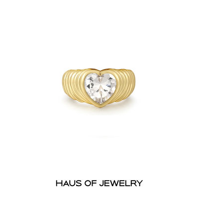 Haus of Jewelry - Luv AJ BFF HEART RING แหวนประดับเพชรคิวบิกเซอร์โคเนีย (Cubic Zirconia)
