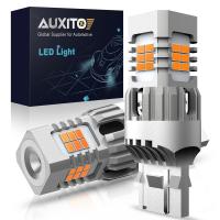 AUXITO 2ชิ้นไม่มีไฮเปอร์แฟลช T20 W21W WY21W 7440NA สัญญาณเลี้ยว LED หลอดไฟ Canbus โคมไฟข้อผิดพลาดรถฟรีอำพัน