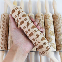 Merry Christmas Wooden Print Rolling Pin Christmas Decoration Reindeer Snowflake Roller Pin for Home Navidad Noel Natal Decor