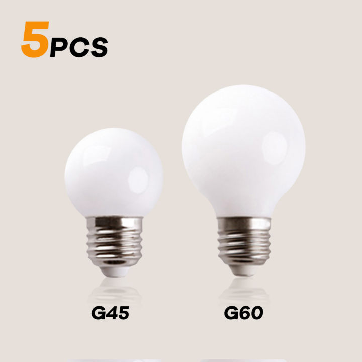 5ชิ้นล็อต-g45-g60กระจกน้ำนมลูกโลก-led-หลอดไฟ-e14-e27-5วัตต์เอดิสันบอลหลอดไฟ220โวลต์อบอุ่นเย็นสีขาวที่มาสำหรับโคมไฟจี้ตาราง