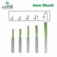 Lavie 5Pcs 6Mm Shank Single ดอกสว่านตรงคู่หัวเจาะคัทเตอร์ใช้กับไม้เราเตอร์ทังสเตนคาร์ไบด์ดอกสว่านเจาะไม้เครื่องมือ Mc06022