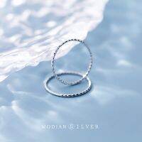 {BUSA Fashion Accessories} Modian แท้925เงินสเตอร์ลิงรอบวงกลมแหวนนิ้วบางสำหรับผู้หญิงที่เรียบง่ายเรขาคณิตแหวนแฟชั่นเครื่องประดับ Fine Bijoux