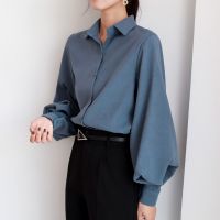 Women blouse vintage Turn-down Collar Spring Autumn Lantern sleeve women shirts white tops long sleeve shirt black ladies tunic