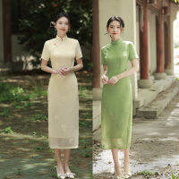 ปรับปรุงชีฟอง Embrodiery ผู้หญิงจีน Qipao เซ็กซี่แขนสั้น Cheongsam R หวาน Daily Party Dress