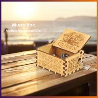 【ส่งจากไทย】Retro Hand Cranked Wood Music Box Party Xmas Gift Household Decor Ornament