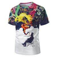 bjh﹍✳  New Graffiti Printed Mens Personality Street Hip-Hop Round Neck Sleeve T-Shirts