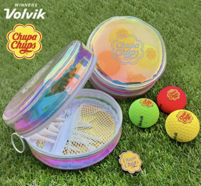 ลูกกอล์ฟ volvik x chupachups  2 ชั้น พร้อมกระเป๋าโฮโลแกรม และ  ball marker