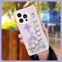 cute for girl Phone Case For iphone13 Pro Max soft shell Nordic wind phone case pearl bracelet Liquid silicone shell