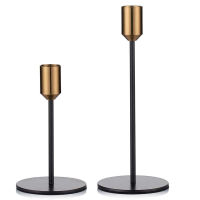 Candlestick Holders Taper Candle Holders, 2 Pcs Candle Stick Holders Set, Gold &amp; Black Brass Candlestick Holders Set