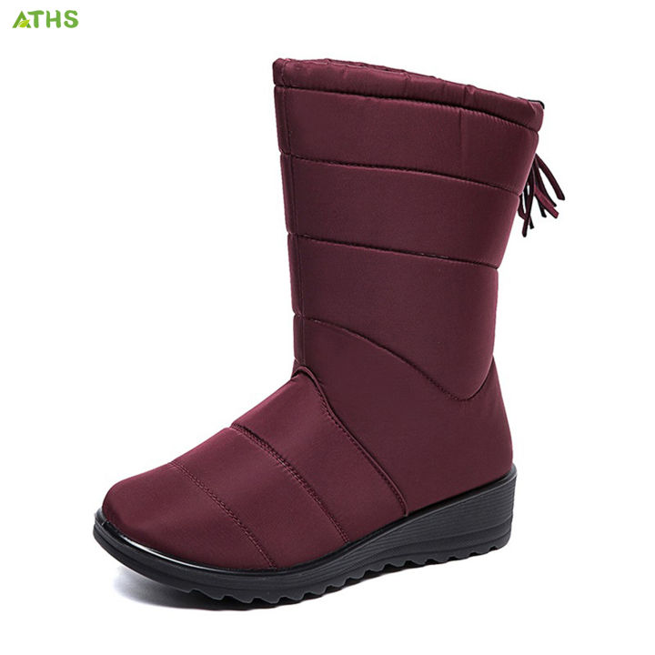 aths-รองเท้าบูทลุยหิมะผู้หญิง-รองเท้าลำลองกันหิมะทำจากผ้าฝ้ายให้ความอบอุ่นในฤดูหนาวของขวัญสำหรับคริสต์มาสวันเกิดปีใหม่