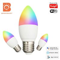 Benexmart Tuya หลอดไฟ LED อัจฉริยะ E27หลอดไฟหรี่ได้ RGBCW Alexa Google Home ควบคุมด้วยเสียง