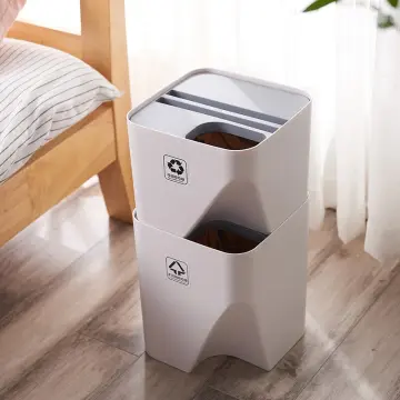 Household Trash Can Stackable Sorting Garbage Bin Recycling Bin Kitchen Dry  and Wet Separation Waste Bin Home Rubbish Storage Bin