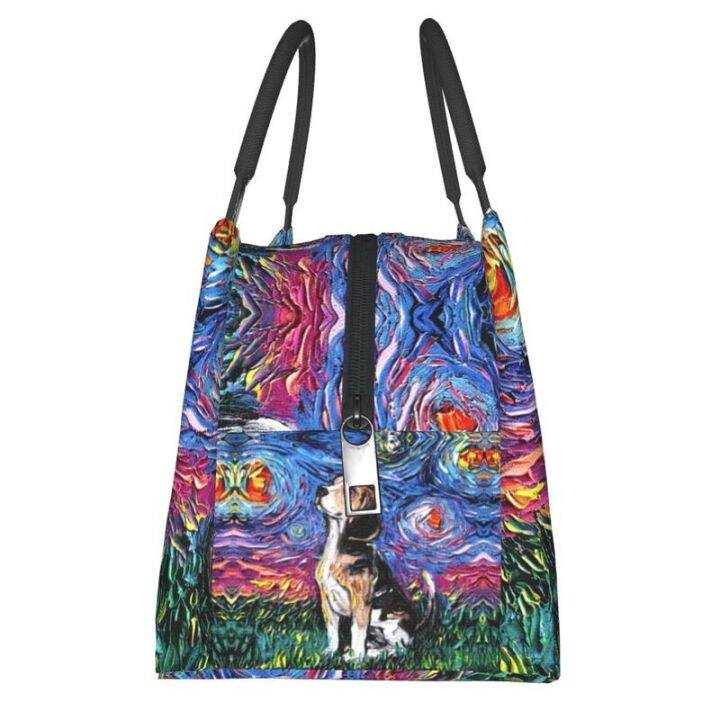 custom-starry-night-beagle-lunch-bag-men-women-cooler-thermal-insulated-lunch-box-for-office-travel