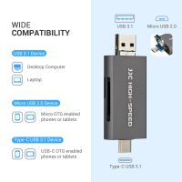 JJC 3 In 1ไมโครการ์ดรีดเดอร์ SD USB อ่านการ์ด3.1ไมโคร USB USB 2.0สำหรับ SD SDXC การ์ดหน่วยความจำอัจฉริยะ SDHC สำหรับโทรศัพท์ USB-C เปิดใช้งาน OTG