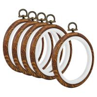 5Pcs Embroidery Hoops Imitated Wood Embroidery Circle Round Display Frame Circle for Art Craft Sewing and Hanging