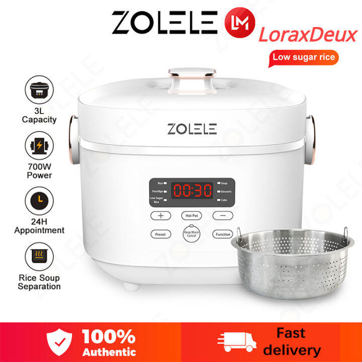 ZOLELE Low Sugar Rice Cooker Fast Cooking Smart Hot Pot Rice Cooker 3L