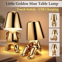 ◘✉ Italy Little Golden Man Table Lamp Touch Switch LED Night Light Coffee Shop Bar Bedroom Decor Reading Lamp Children 39;s Day Gift