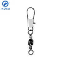 【Faswin】50PCS/ With Interlock Buckle Tackle Fishing Line Connector Hanging Snap Swivels Solid Rings Fishing Pins