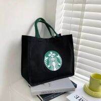 Starbucks กระเป๋าผ้าแคนวาส แบบถือ จุของได้เยอะ 35 ซม.