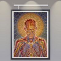 Trippy Alex Grey ศิลปะผนังแบบนามธรรมผ้าใบวาดภาพโปสเตอร์และพิมพ์ภาพประสาทหลอนอาศัยอยู่0706