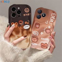 เคส Hp Realme C53 C30s C55 C51 C11 C33 C30 C35 C12 C15 Realme 11 10 5S 5 6i C25Y C21Y หมีน้อยน่ารัก C1 3D 9i 7i 8i C2 C25 C17 C3 6 Pro การ์ตูนขอบโค้งงอไล่ระดับสีกันกระแทกเคสโทรศัพท์กาแฟบิสกิตยิ้ม