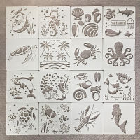 16 ชิ้น 15 ซม. Marine Ocean สัตว์ DIY Layering Stencils ภาพวาดสมุดภาพสี Embossing อัลบั้มตกแต่งแม่แบบ-hsdgsda