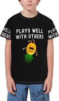 Upside Down Pineapple Play Well with Others T- Shirt Short Novelty for Boys and Girl