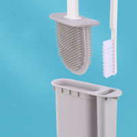 1set Silicone Toilet Brush Holder Base Wall Mounted Bathroom Cleaning Tool Brush Set