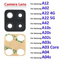 กระจกกล้องถ่ายรูปเหมาะสำหรับ Samsung A12 A21 A42หลัง A425F A10s A20s A02 A02s A03s A04 A04s A22 4G 5G กระจกกล้องถ่ายรูปหลังด้านหลังพร้อมสติ๊กเกอร์