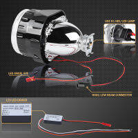 2.5 inch Bi xenon Projector Lens with Sliver Black Mask Led Angel Eyes for H7 H4 Socket Headlights Use H1 HID Bulbs LHD RHD