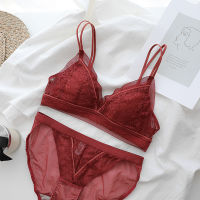 French Sexy Bralette Bras Underwear Set Lace Comfortable Soft Cup Push Up Bra Set and Women Beauty Cross Back Leisure Lingerie