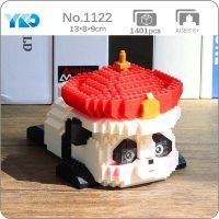 YKO 1122 China Ancient Panda Emperor Animal Phone Holder Model DIY Mini Diamond Blocks Bricks Building Toy for Children no Box