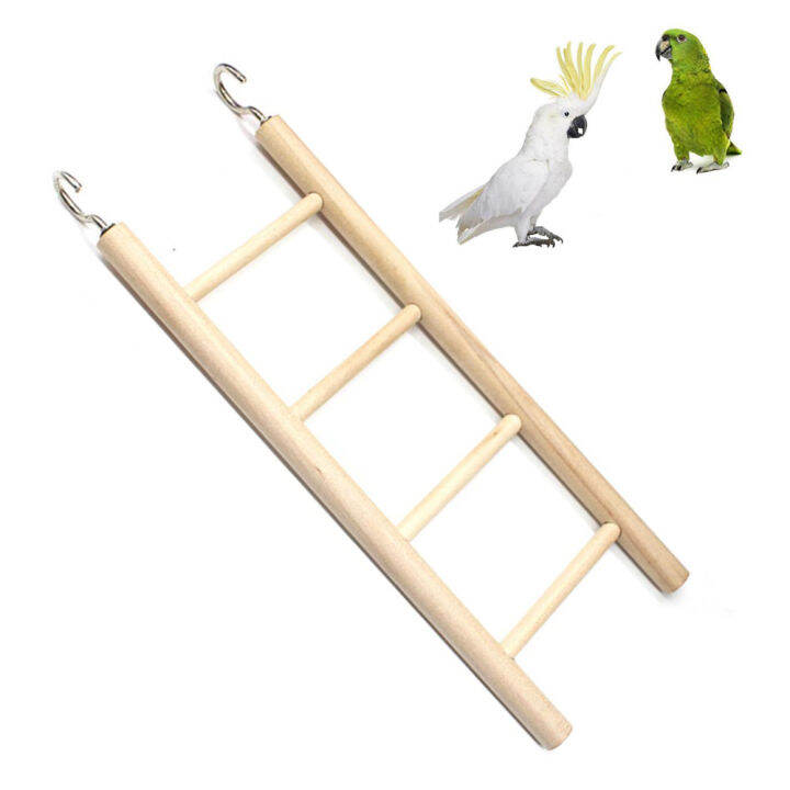 5 Step Wooden Bird Ladder Bird Parrot Step Ladders Toys Cage Hanging