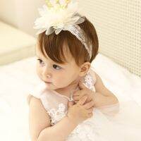 New Pink And Beige Crown Flowers Hairbands Girls Headwear Children Headbands Elastic Hair Band Kids Hair Accessories