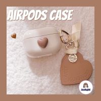 guohongzhilianjiaoyukej ถุงยาง สําหรับ Airpods เคสหูฟังบลูทูธไร้สาย กันกระแทก ลายหัวใจ สีน้ําตาล เรียบง่าย 1 2 3